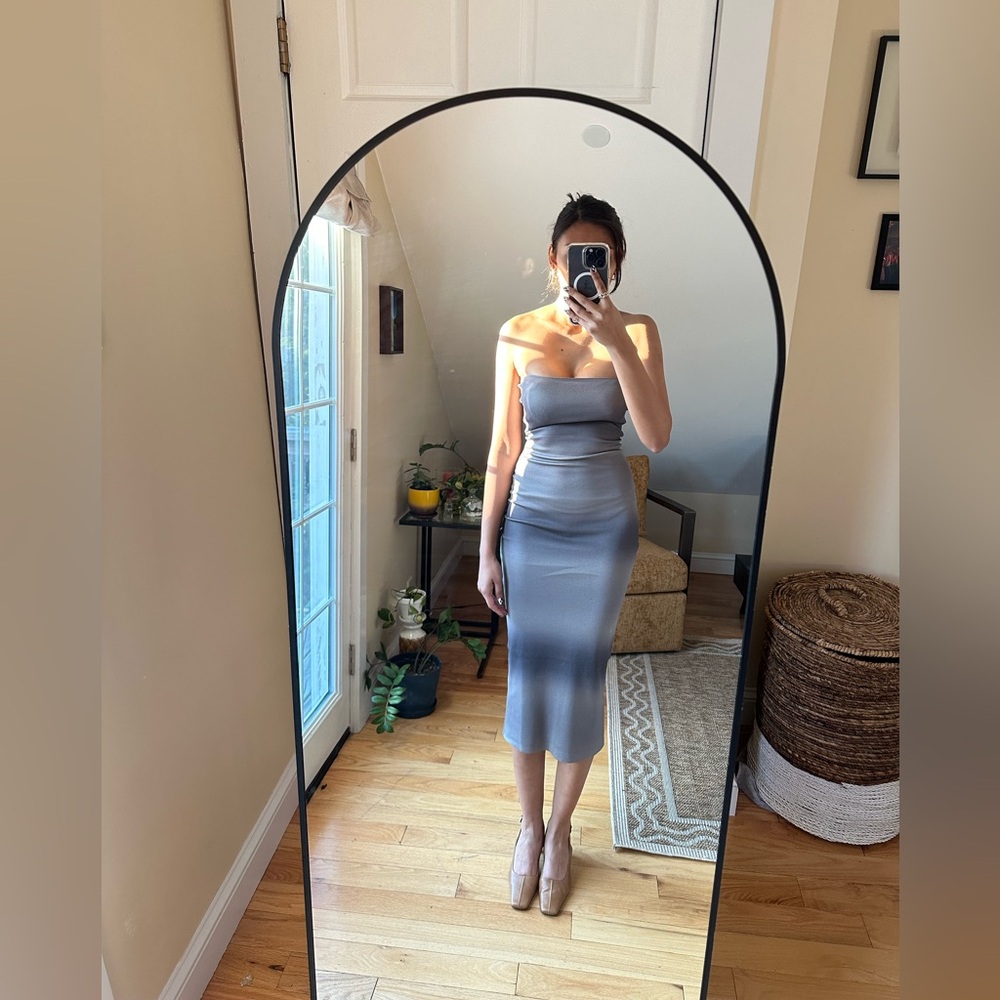 Zara Gray Strapless Midi Dress